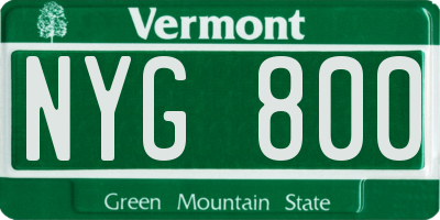 VT license plate NYG800