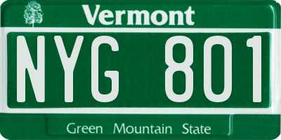 VT license plate NYG801