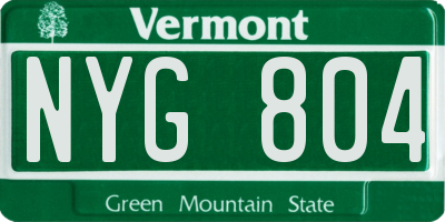 VT license plate NYG804