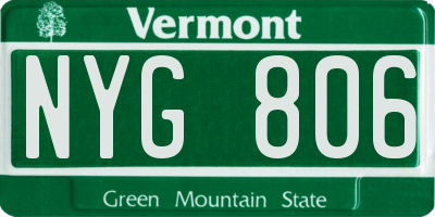 VT license plate NYG806