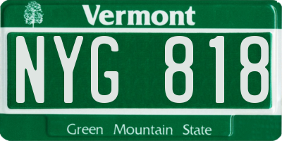 VT license plate NYG818