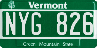 VT license plate NYG826
