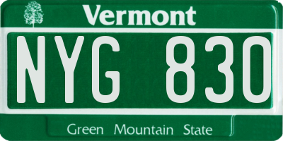 VT license plate NYG830