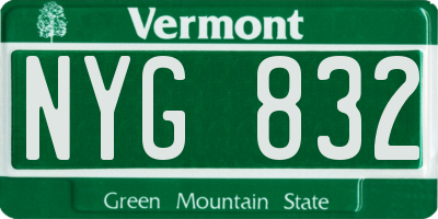 VT license plate NYG832