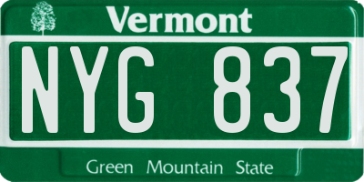 VT license plate NYG837