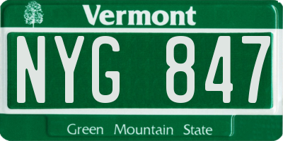 VT license plate NYG847