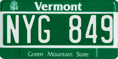 VT license plate NYG849