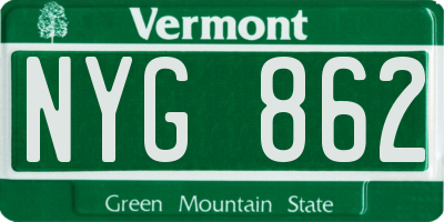 VT license plate NYG862