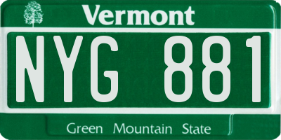 VT license plate NYG881