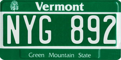 VT license plate NYG892