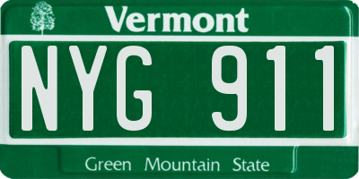 VT license plate NYG911