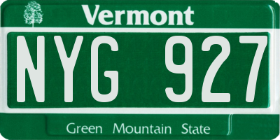 VT license plate NYG927