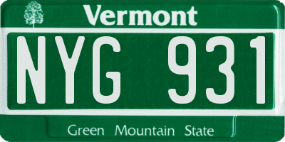 VT license plate NYG931