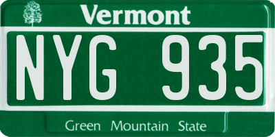 VT license plate NYG935