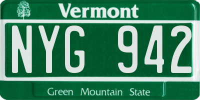 VT license plate NYG942