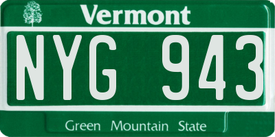 VT license plate NYG943