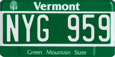VT license plate NYG959