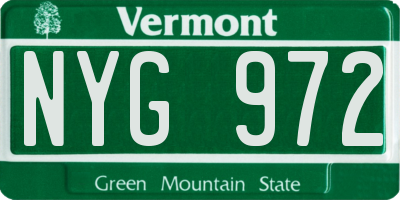 VT license plate NYG972