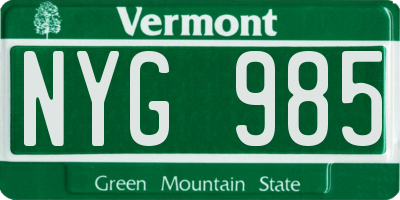 VT license plate NYG985