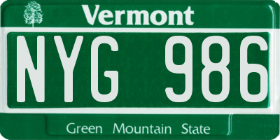 VT license plate NYG986