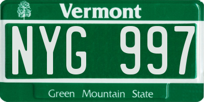 VT license plate NYG997