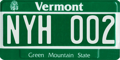 VT license plate NYH002