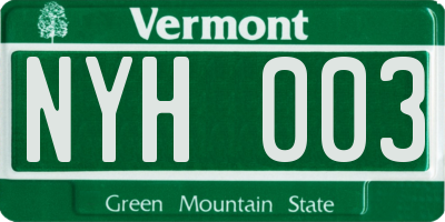 VT license plate NYH003