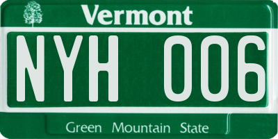 VT license plate NYH006