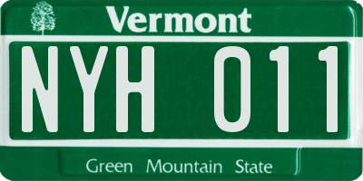 VT license plate NYH011