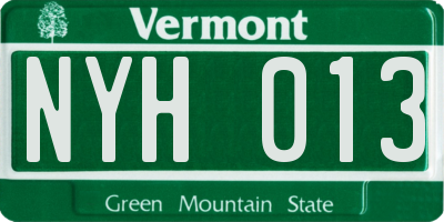 VT license plate NYH013