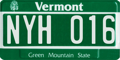 VT license plate NYH016