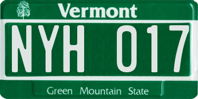 VT license plate NYH017