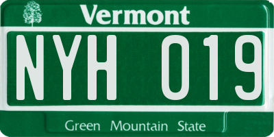 VT license plate NYH019