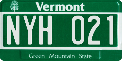VT license plate NYH021