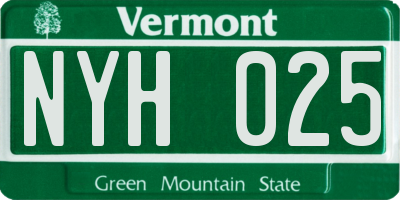 VT license plate NYH025