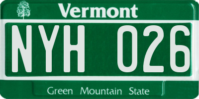 VT license plate NYH026