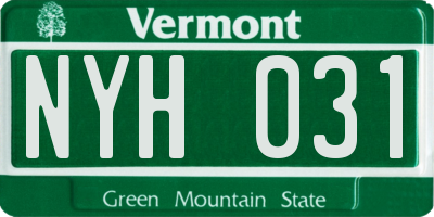 VT license plate NYH031
