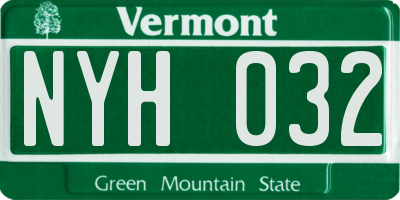 VT license plate NYH032