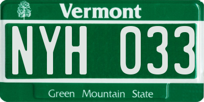 VT license plate NYH033