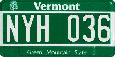 VT license plate NYH036