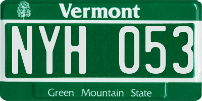 VT license plate NYH053