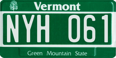 VT license plate NYH061