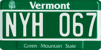 VT license plate NYH067