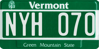 VT license plate NYH070