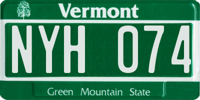 VT license plate NYH074