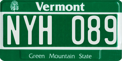 VT license plate NYH089