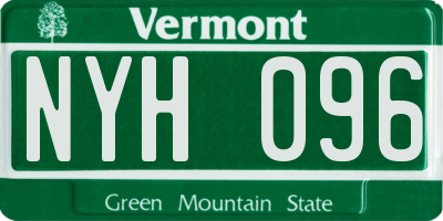 VT license plate NYH096