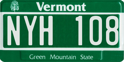 VT license plate NYH108