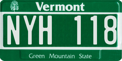 VT license plate NYH118