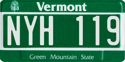 VT license plate NYH119